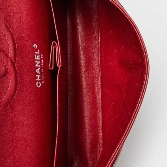 Chanel Red Quilted Patent Leather Classic Medium Double Flap Bag - Picture 3 of 11